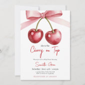 Invitation C'est la cerise sur le Baby shower supérieur (Devant)