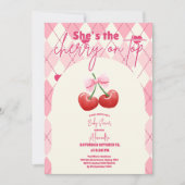 Invitation C'est la cerise sur le Baby shower supérieur (Devant)