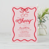 Invitation C'est la cerise sur le Baby shower tiré à la main (Debout devant)