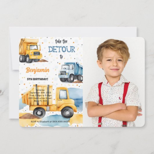 Invitation C'est la construction photo d'anniversaire (Devant)