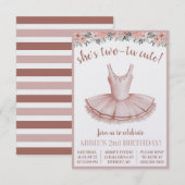 Invitation C'est la Deux-Tu Cute ! Ballerina 2ème anniversair (Devant / Derrière)