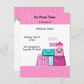 Invitation C'est la fête d'anniversaire rose (Devant / Derrière)