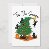 Invitation C'est la saison Arbre de Noël Chat noir mignon (Devant)