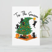 Invitation C'est la saison Arbre de Noël Chat noir mignon (Debout devant)