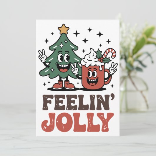 Invitation C'Est La Saison Arbre De Noël Santa Hat Café (Debout devant)