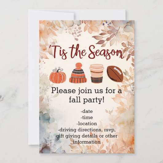 Invitation C'est la saison automne automne Football Citrouill (Devant)