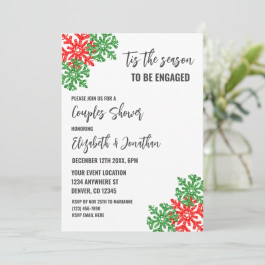 Invitation C'Est La Saison Couples de Noël Douche (Debout devant)
