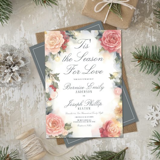 Invitation C'est la saison de l'amour Mariage de Noël d'hiver