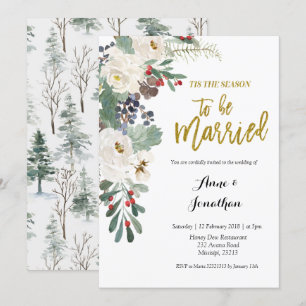 Invitation C'est la saison de se marier Noël Floral