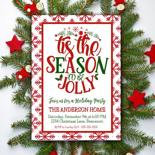 Invitation C'Est La Saison D'Être Jolly Noël Party