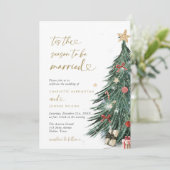 Invitation C'Est La Saison D'Être Marié Mariage De Noël (Debout devant)