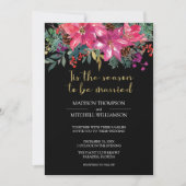 Invitation C'Est La Saison D'Être Marié Winter Pink Noël (Devant)