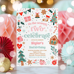 Invitation C'Est La Saison Deux Célébrer Noël Anniversaire