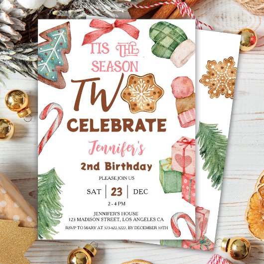 Invitation C'est la Saison DEUX ! Fille Noël 2e anniversaire