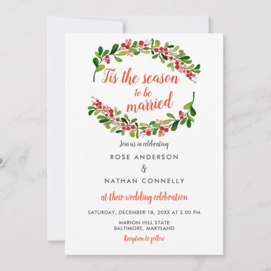 Invitation C'Est La Saison Du Mariage| Mariage de Noël (Devant)