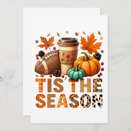 Invitation C'est la saison Herbstzeit avec football et café (Devant / Derrière)