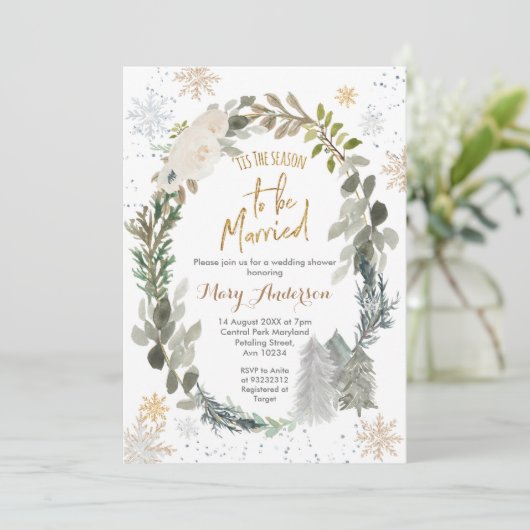 Invitation C'est la saison Noël Snowflake Mariage (Debout devant)