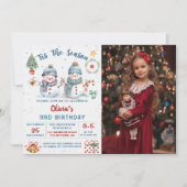 Invitation C'Est La Saison Noël Snowman Anniversaire Photo (Devant)