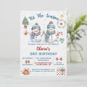Invitation C'Est La Saison Noël Vacances Snowman Anniversaire (Debout devant)