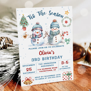 Invitation C'Est La Saison Noël Vacances Snowman Anniversaire