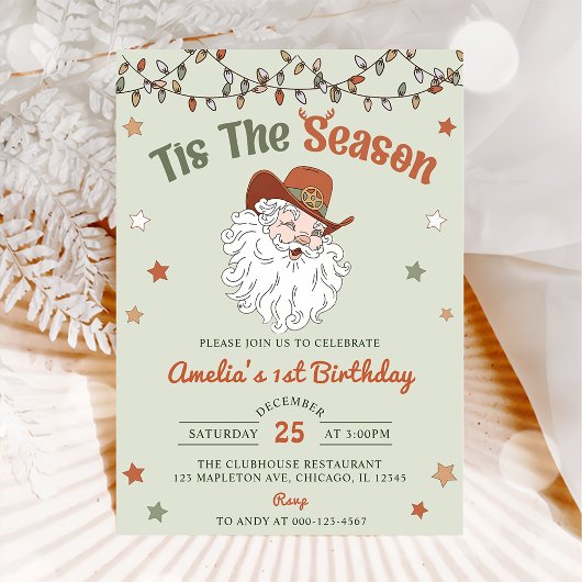 Invitation C'Est La Saison Père Noël Noël Anniversaire