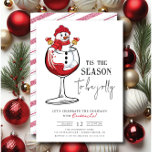 Invitation C'est la saison pour être joyeux ! Cocktail<br><div class="desc">Célébrez la saison des fêtes avec un cocktail de Noël festif ! Savourez de délicieux cocktails, une bonne compagnie et beaucoup de réjouissances de vacances. Cette invitation présente un design typographique moderne avec le dicton "Tis the Season to Be Jolly!" et un verre à vin avec un bonhomme de neige...</div>