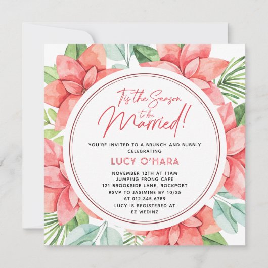 Invitation C'est la saison pour être marié Noël Floral (Devant)