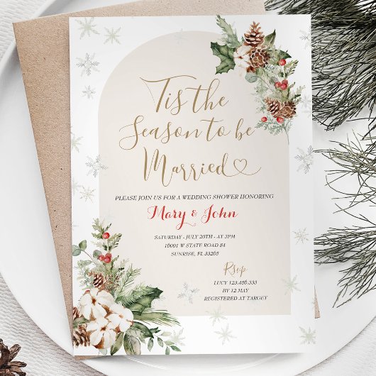 Invitation C'est la saison pour être marié Noël Floral