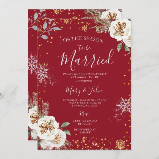 Invitation C'est la saison pour être marié Snowflake Parties (Devant / Derrière)