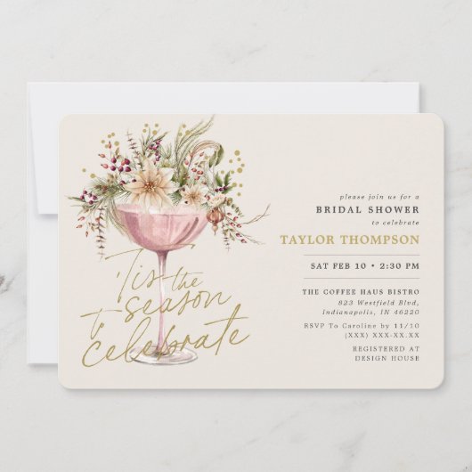 Invitation C'est la saison Taupe Fête des mariées d'hiver (Devant)