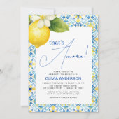Invitation C'est l'Amore Carrelage Bleu Citron Italien pour u (Devant)