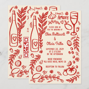 Invitation C'est l'Amore Nourriture Italienne Mariage Partie 