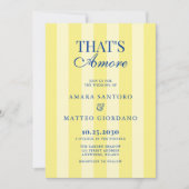 Invitation C'est l'Amore rayé bleu et jaune mariage (Devant)
