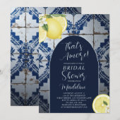 Invitation C'est l'Amour Carrelage Bleu Citron Shower de Mari (Devant / Derrière)
