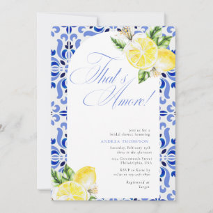 Invitation C'est l'Amour Lemon Carrelage Italien Bleu Baby Sh
