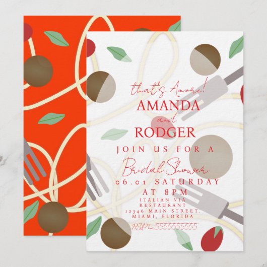 Invitation C'est l'Amour Pâtes Italiennes Mariage (Devant / Derrière)