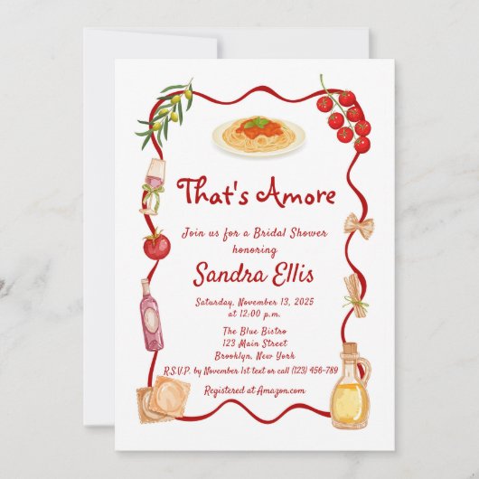 Invitation C'est l'Amour Réception de Mariage Italienne (Devant)