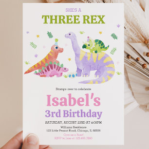 Invitation C'est l'anniversaire d'un Trois rex Trex Dinosaure