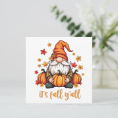 Invitation C'est l'automne vous tous Gnomes Citrouille Thanks (Debout devant)