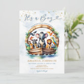 Invitation C'est le Baby shower d'arche de A Boy Cute Animal (Debout devant)