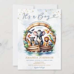 Invitation C'est le Baby shower d'arche de A Boy Cute Animal