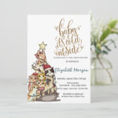 Invitation C'est le Baby shower de chats Pine Tree à l'aquare (Debout devant)