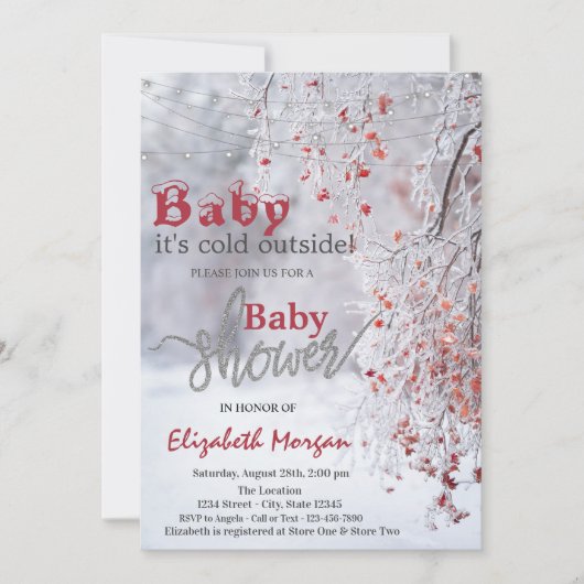 Invitation C'est le Baby shower de neige Cold Winter Wonderla (Devant)