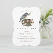 Invitation C'est le Baby shower de nid d'oiseaux floraux rose (Debout devant)