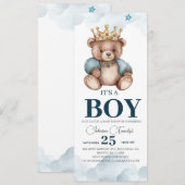 Invitation C'EST LE Baby shower D'Ours GARÇON (Devant / Derrière)