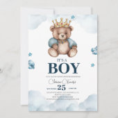 Invitation C'EST LE Baby shower D'Ours GARÇON (Devant)