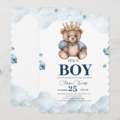 Invitation C'EST LE Baby shower D'Ours GARÇON (Devant / Derrière)