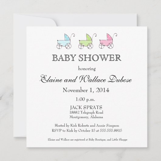 Invitation C'est le Baby shower Triplets (Devant)