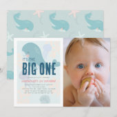 Invitation C'est le Big One Blue Whale 1st Birthday Photo (Devant / Derrière)
