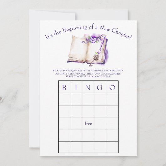 Invitation C'est le début d'un nouveau chapitre ! Jeu BINGO (Devant)